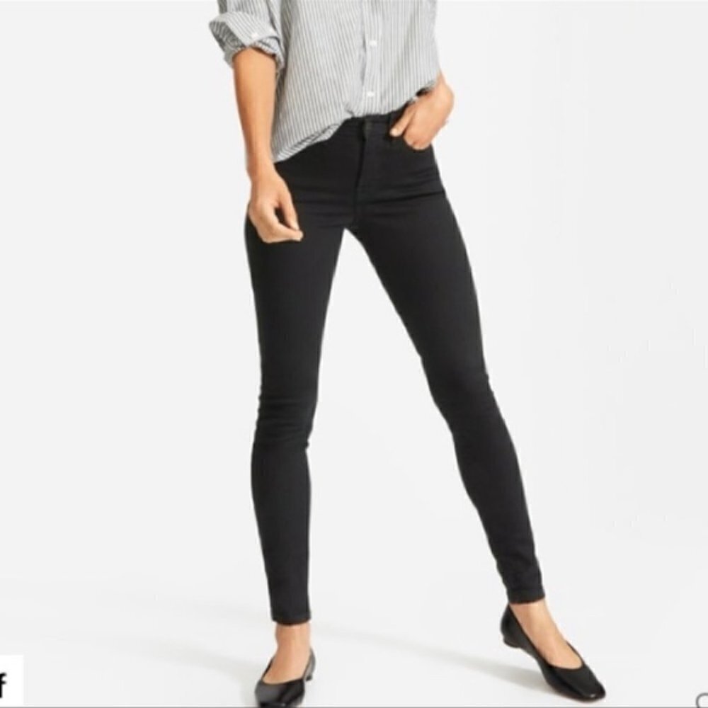 Everlane Mid-rise skinny jean black stretch denim jeans women new 23 TALL long